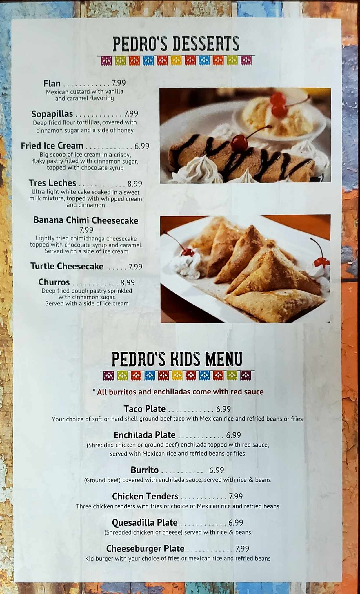 Menu, Pedro's Tacos & Tequila